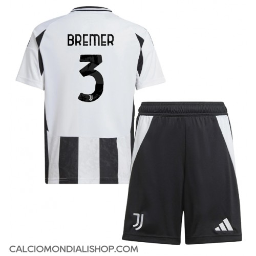 Maglie da calcio Juventus Gleison Bremer #3 Prima Maglia Bambino 2024-25 Manica Corta (+ Pantaloni corti)